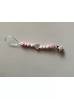 Attache tétine rose motif rond